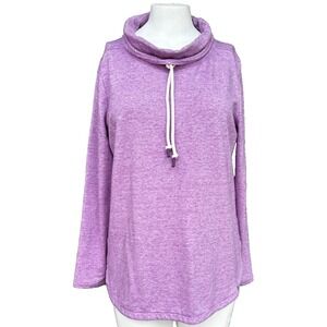 Talbots Sweater Large Purple Cowl Neck Drawstring Pullover Lightweight Soft Knit